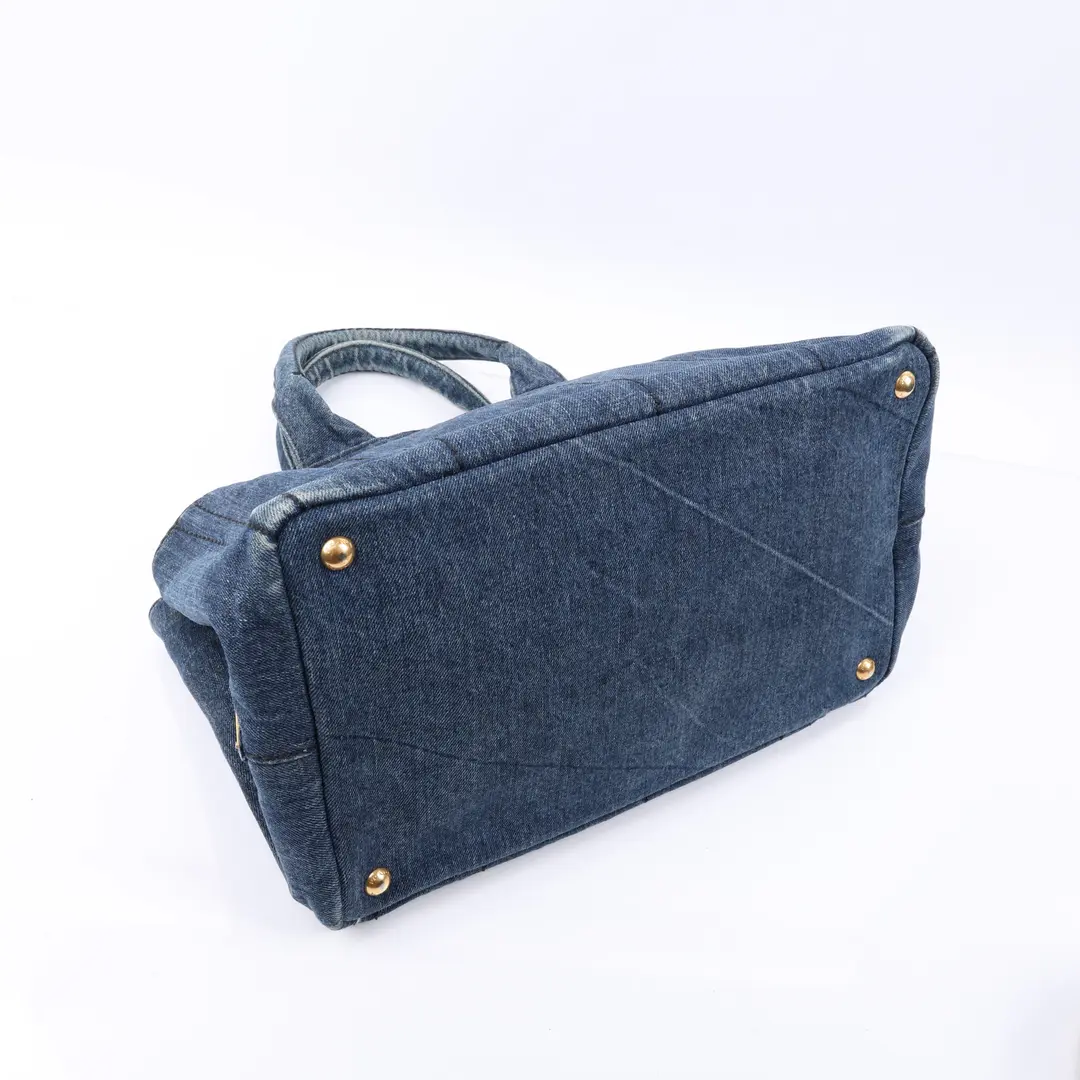 Prada Canapa Blue Denim Tote Bag