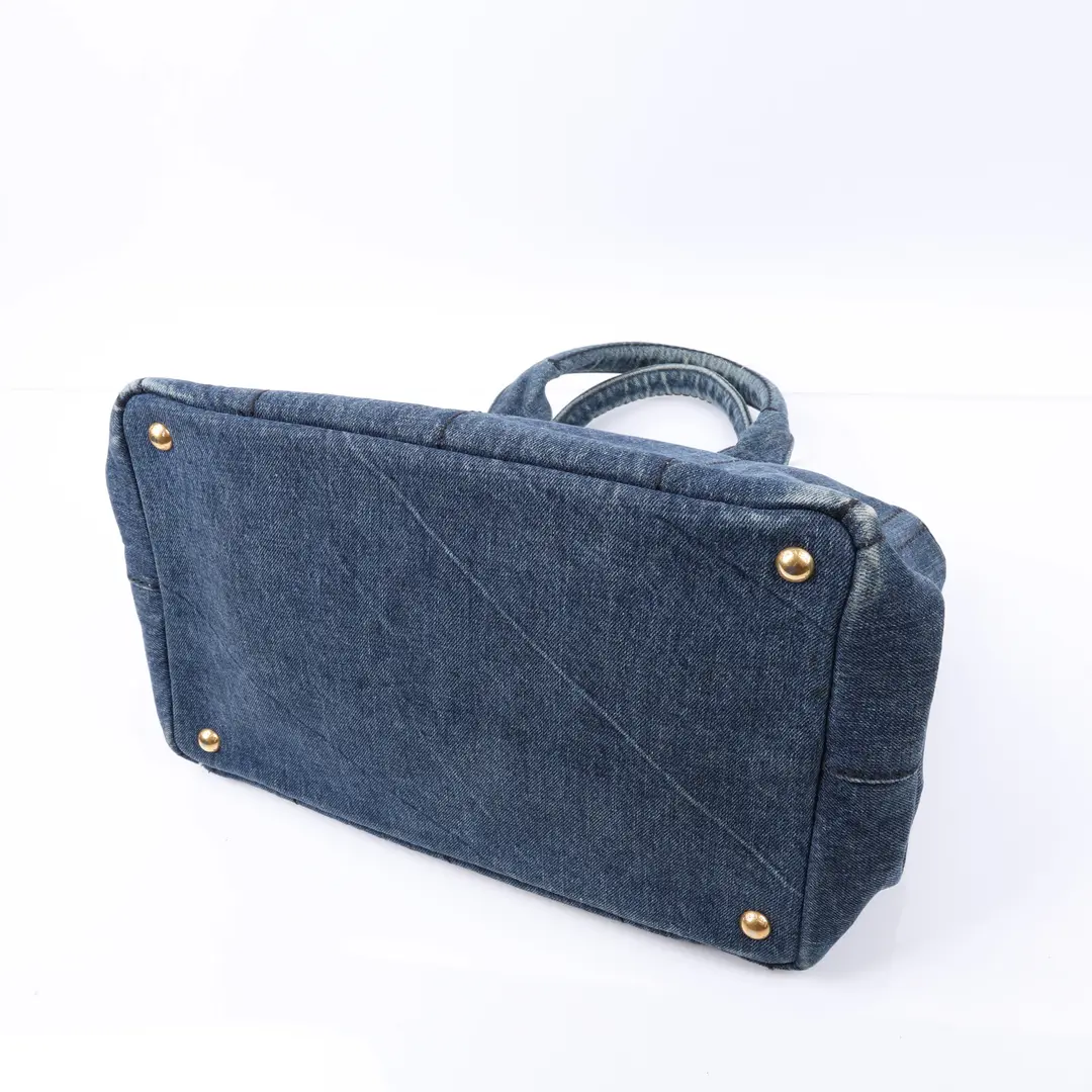 Prada Canapa Blue Denim Tote Bag