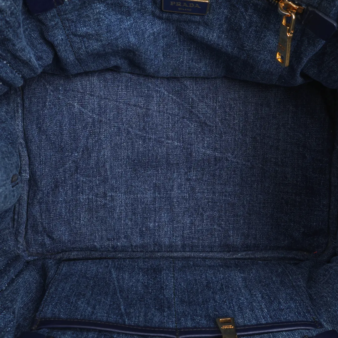 Prada Canapa Blue Denim Tote Bag