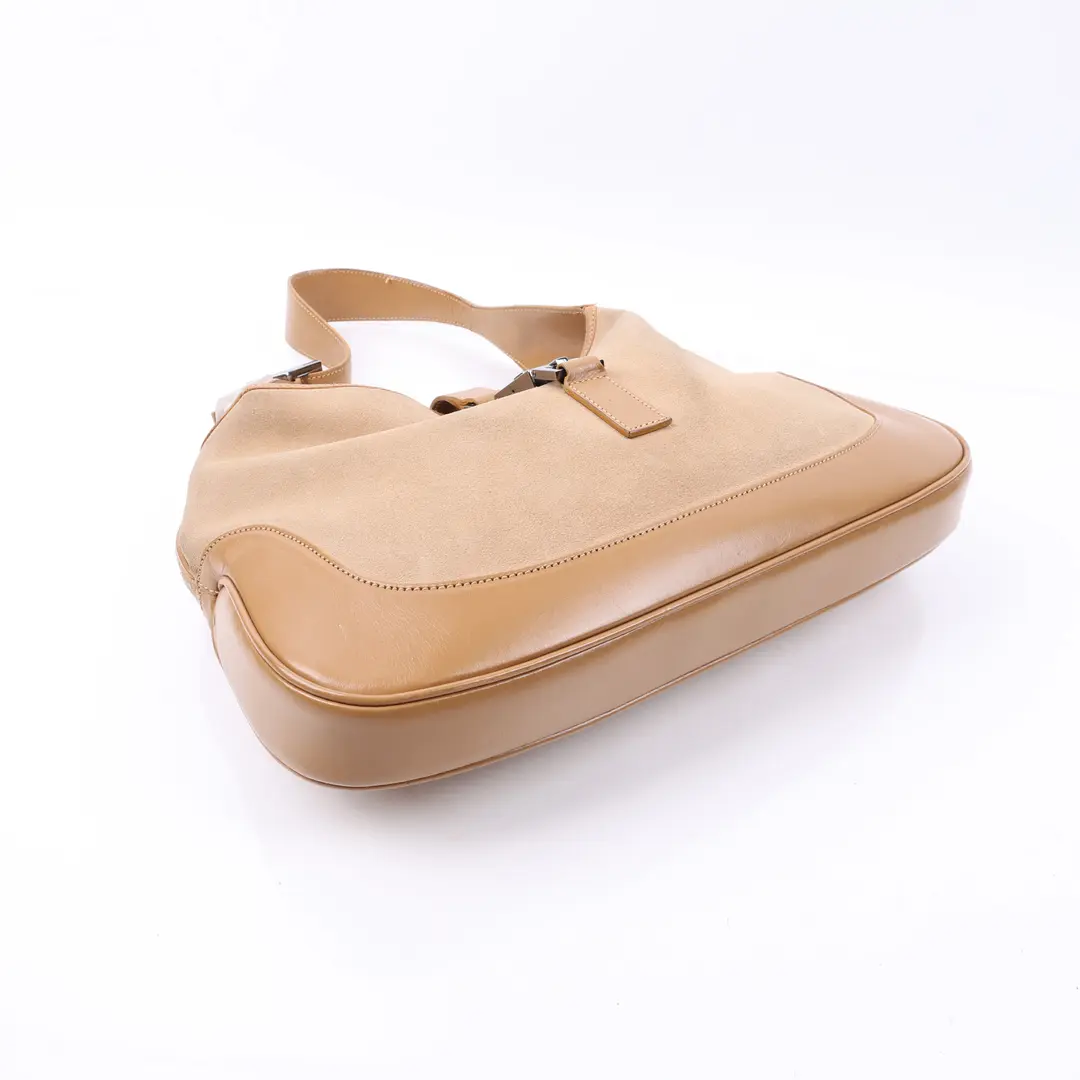 Gucci Jackie Beige Suede Leather Shoulder Bag