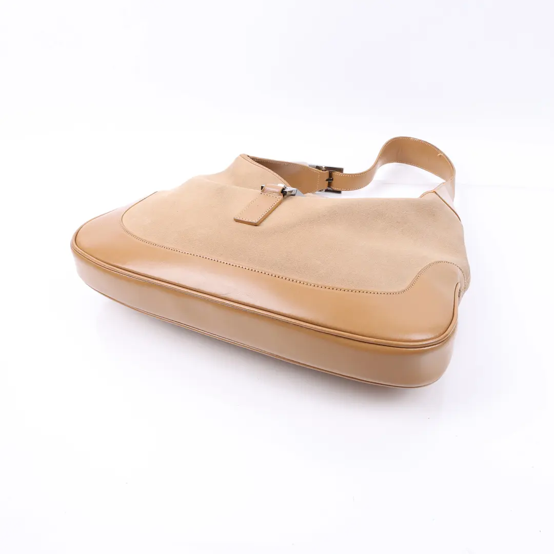 Gucci Jackie Beige Suede Leather Shoulder Bag