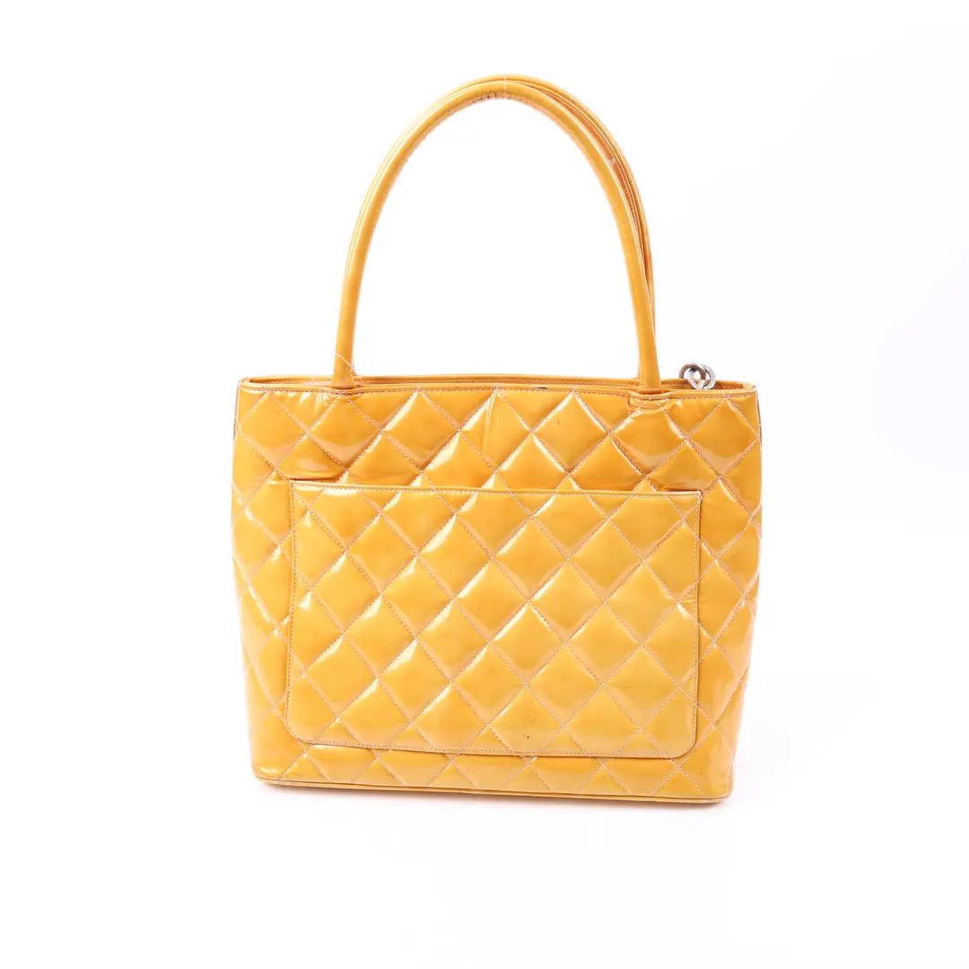 Chanel Medallion Yellow Patent Leather Tote Bag