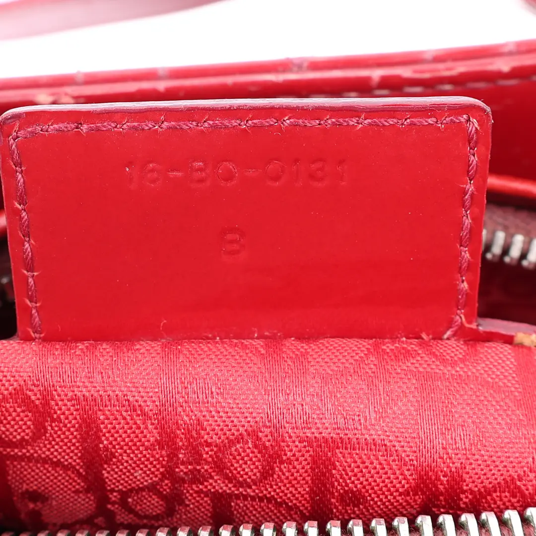 Dior Lady Dior Red Patent Leather Shoulder Bag