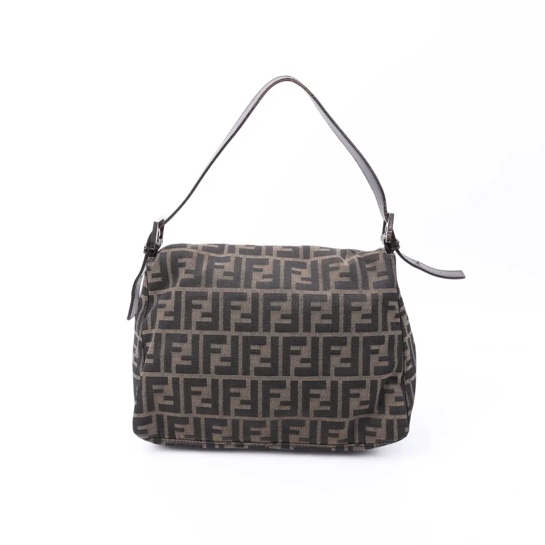 Fendi Zucca Baguette Brown Canvas Shoulder Bag