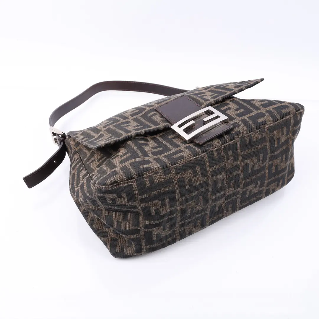 Fendi Zucca Baguette Brown Canvas Shoulder Bag