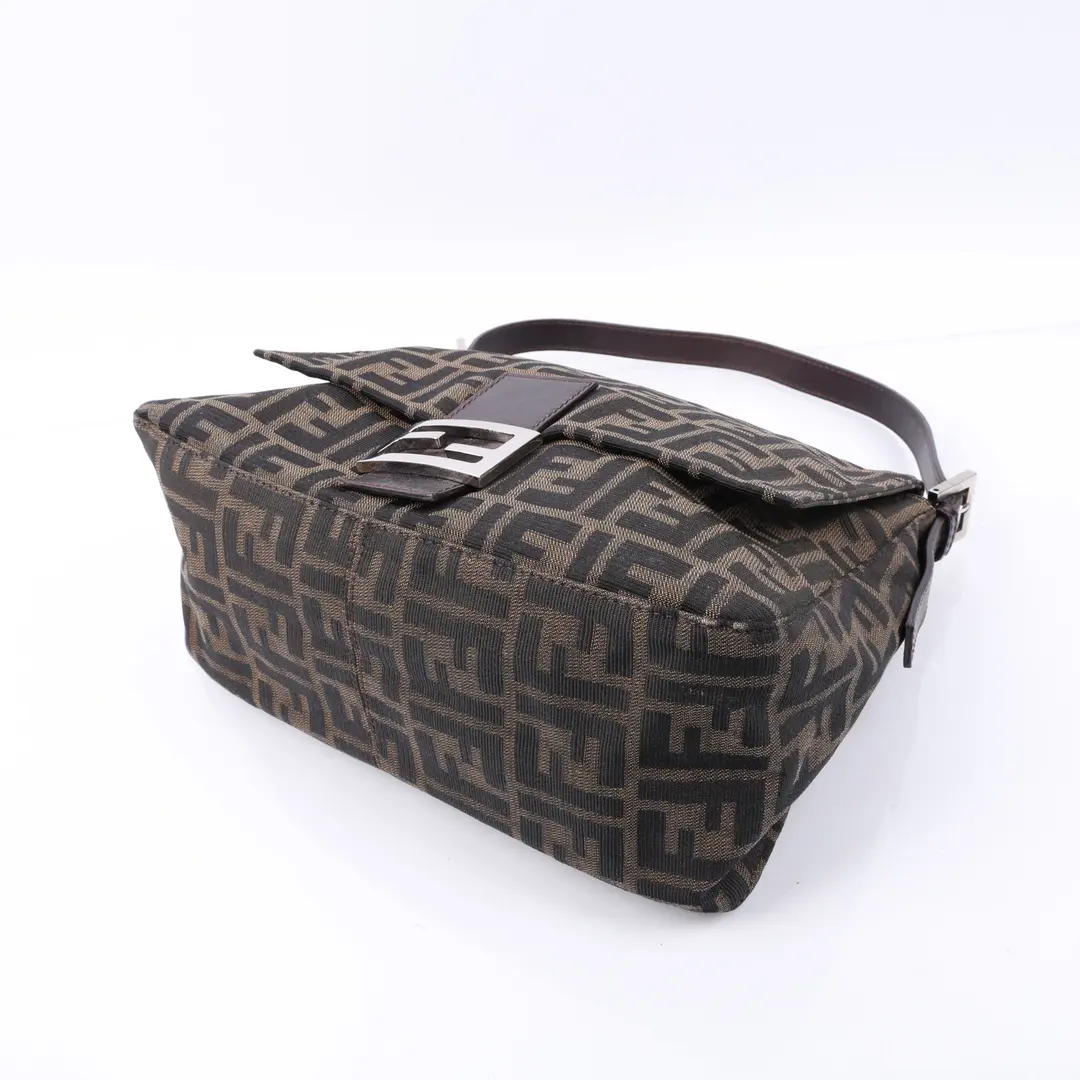 Fendi Zucca Baguette Brown Canvas Shoulder Bag
