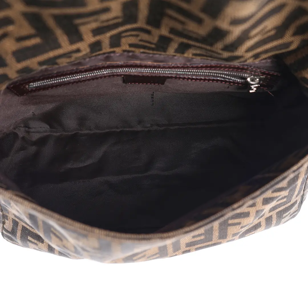 Fendi Zucca Baguette Brown Canvas Shoulder Bag