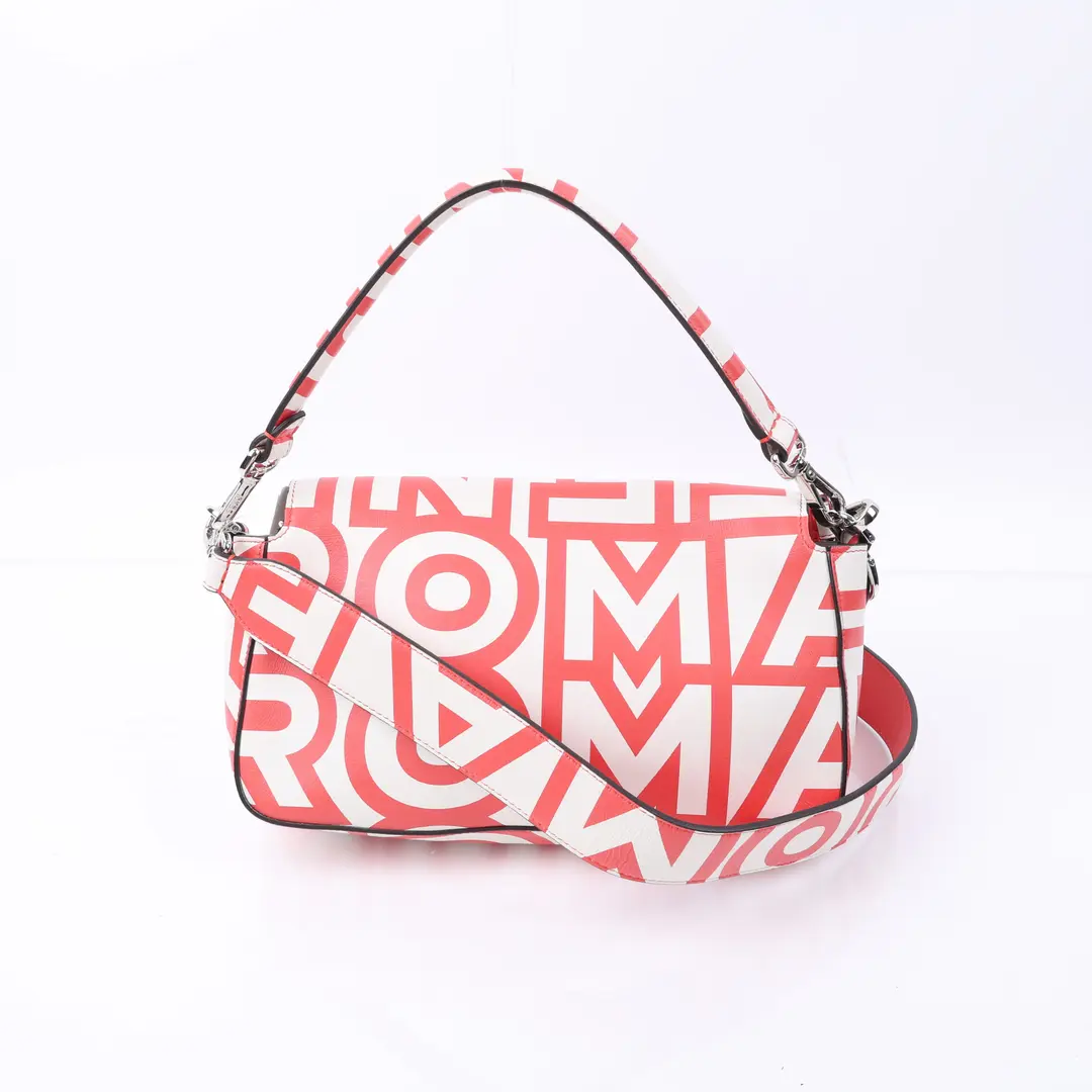 Fendi Marc Jacobs Baguette Red White Leather Shoulder Bag