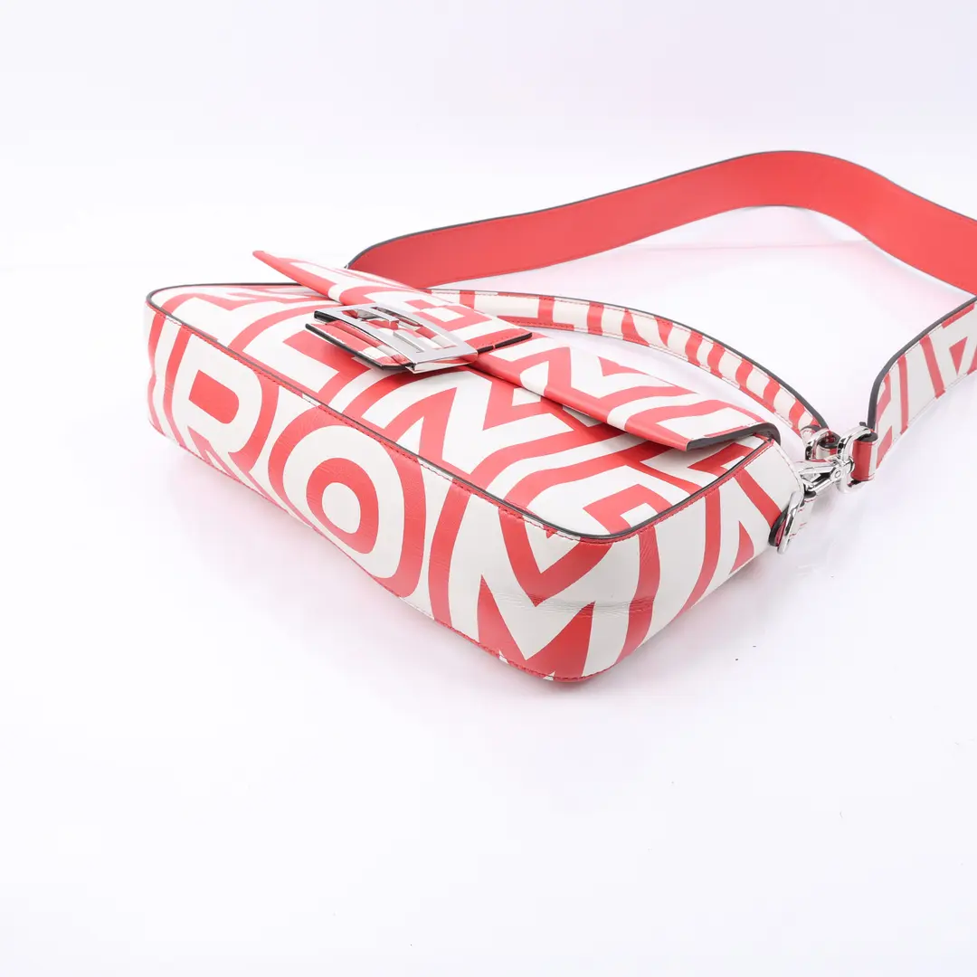 Fendi Marc Jacobs Baguette Red White Leather Shoulder Bag