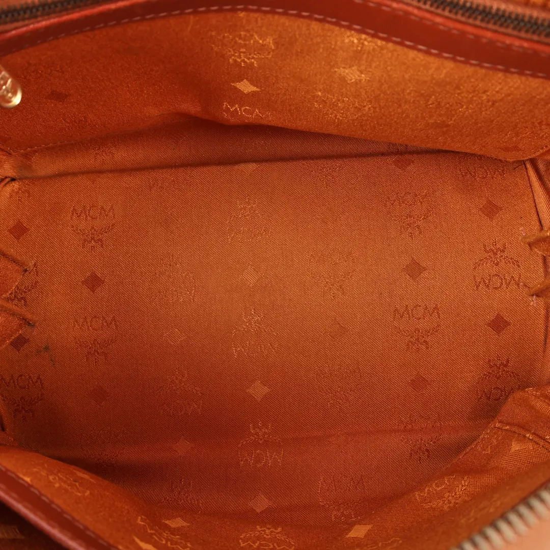 MCM Boston Bag Brown Visetos Canvas Shoulder Bag