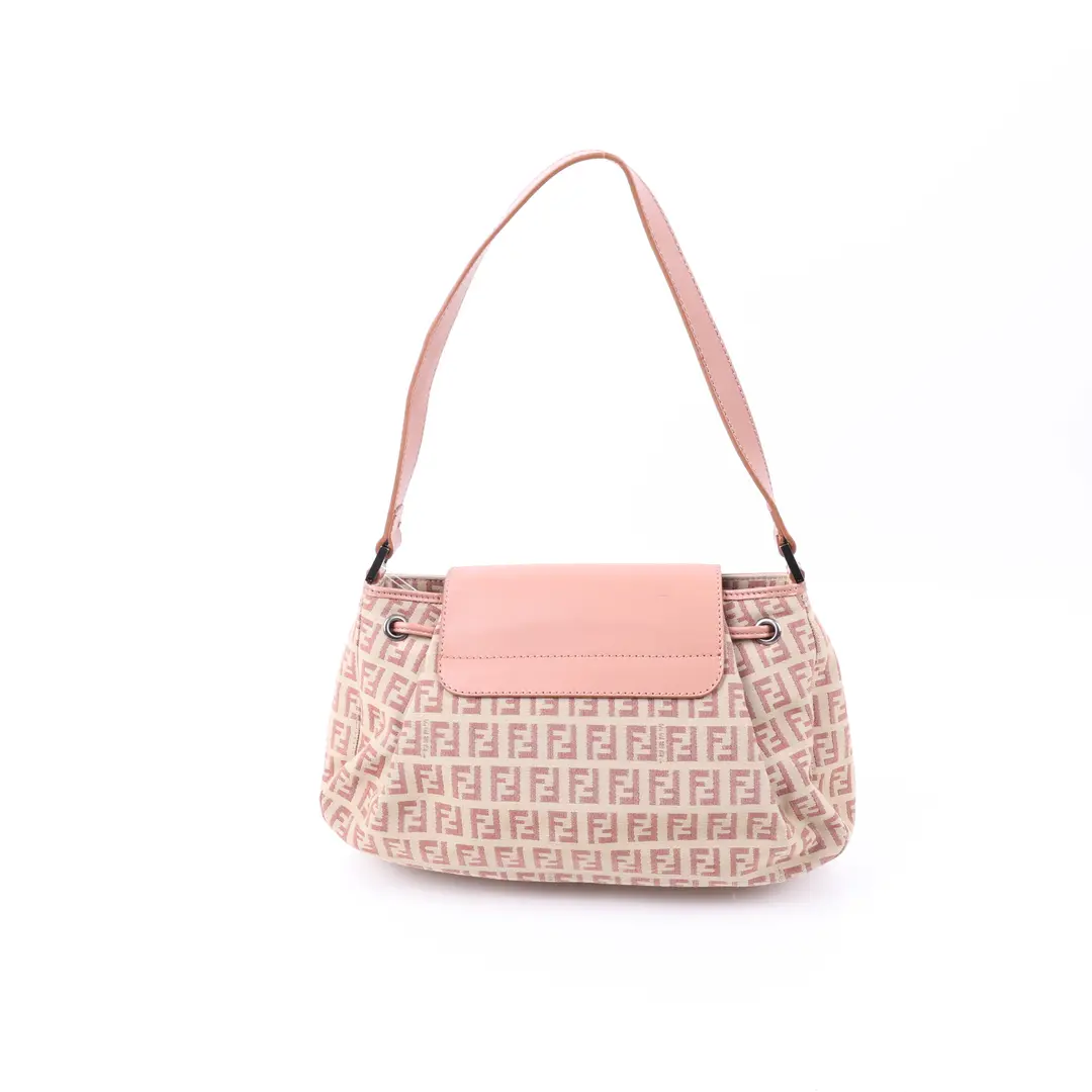 Fendi Zucca Pink Canvas Shoulder Bag