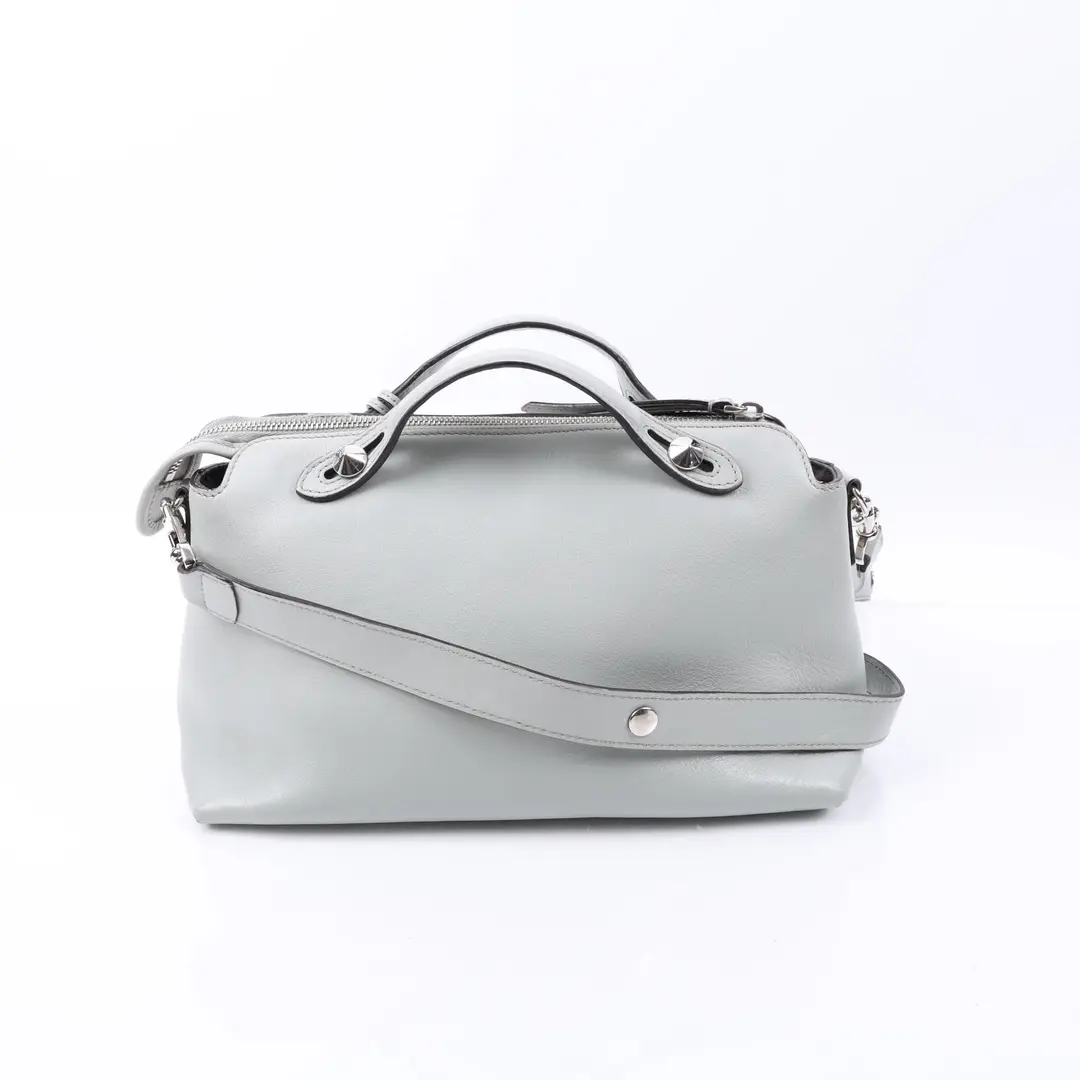 Fendi By The Way Gray Leather Shoulder Bag