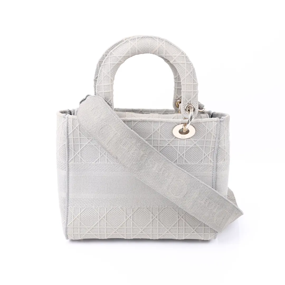 Dior Lady D-Lite Gray Cannage Canvas Shoulder Bag