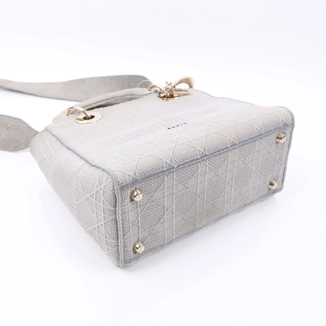 Dior Lady D-Lite Gray Cannage Canvas Shoulder Bag