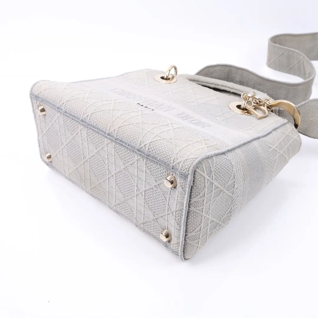 Dior Lady D-Lite Gray Cannage Canvas Shoulder Bag