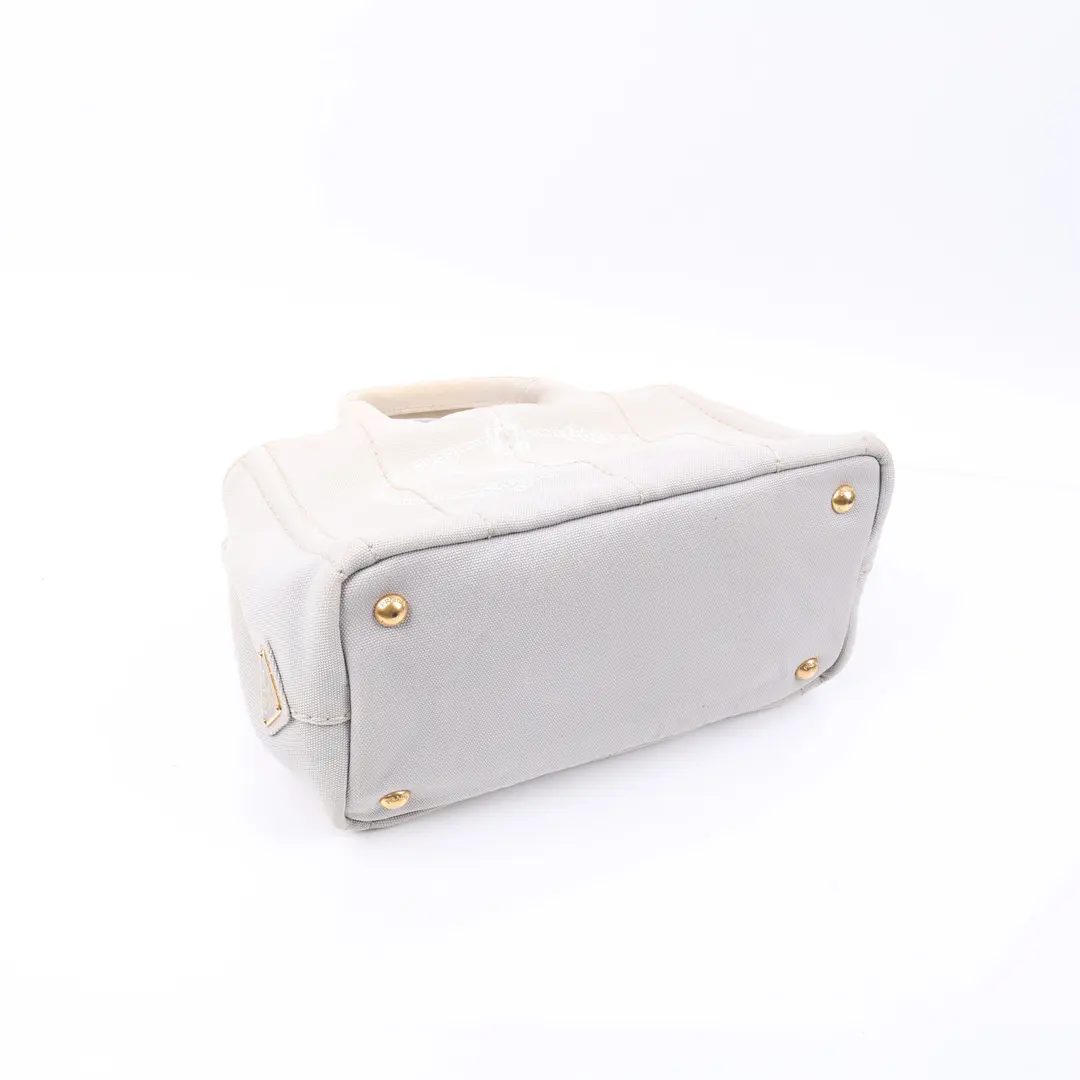 Prada Canapa Beige Canvas Mini Tote Bag