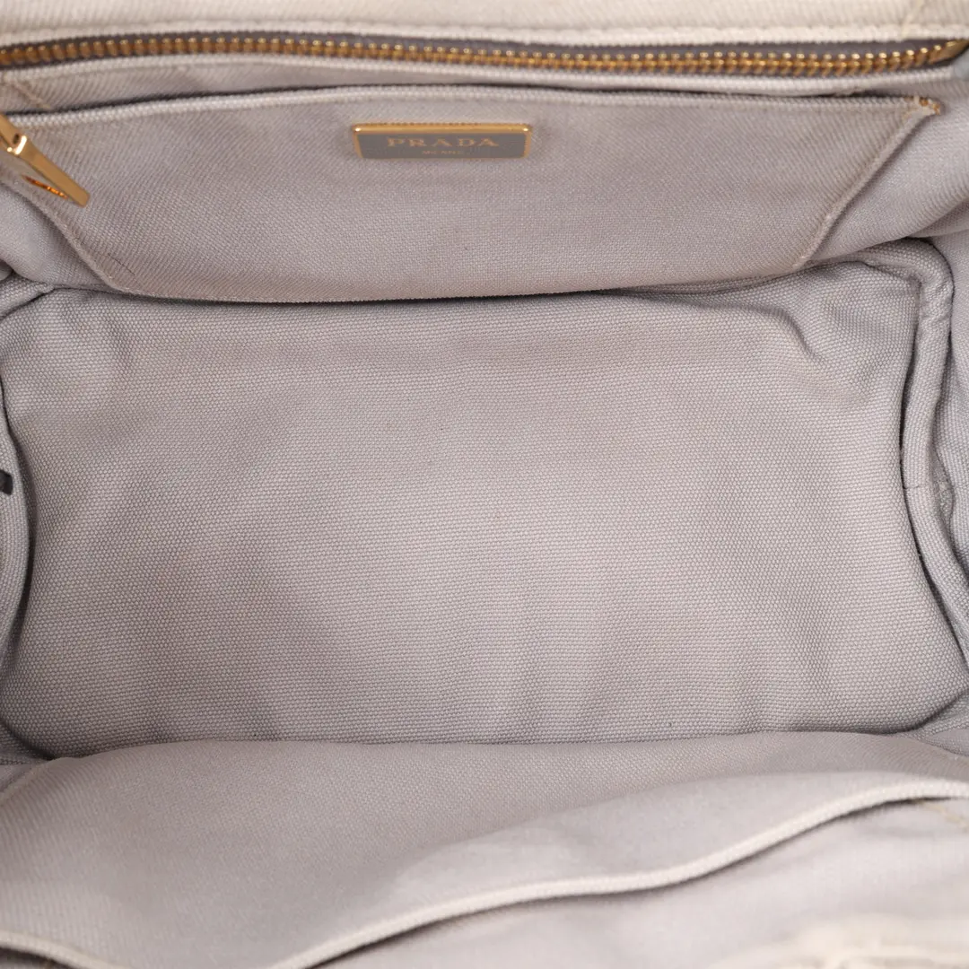 Prada Canapa Beige Canvas Mini Tote Bag