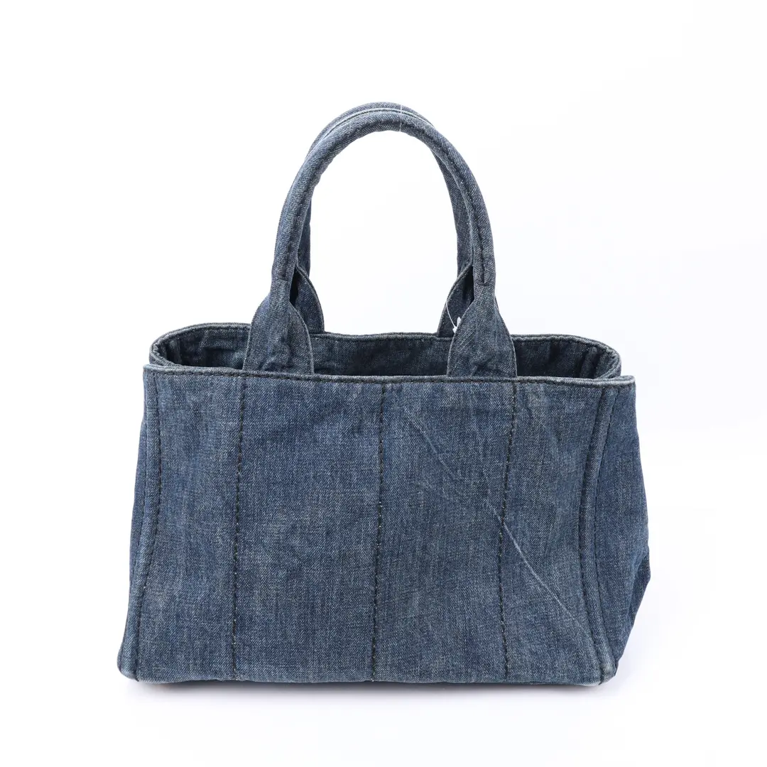 Prada Canapa Blue Denim Tote Bag