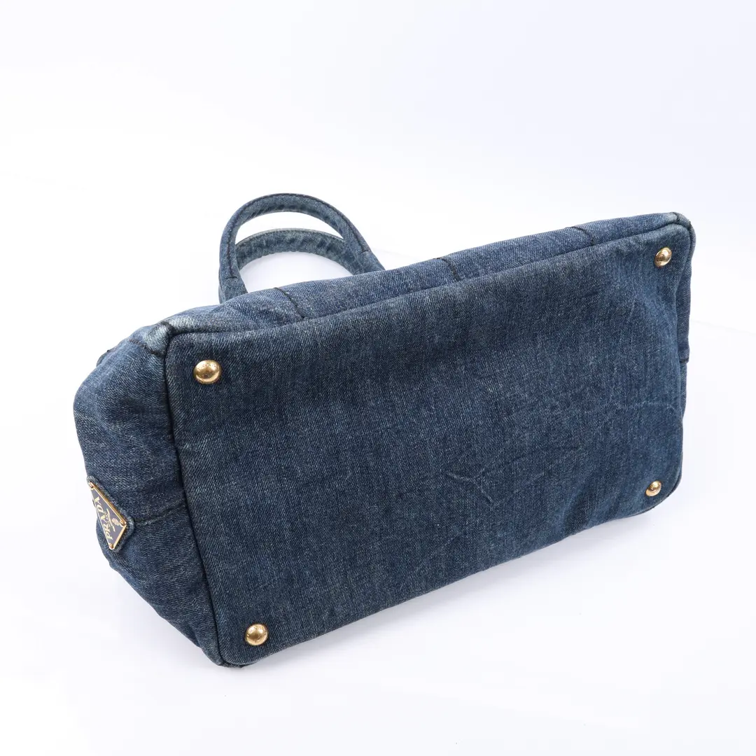 Prada Canapa Blue Denim Tote Bag