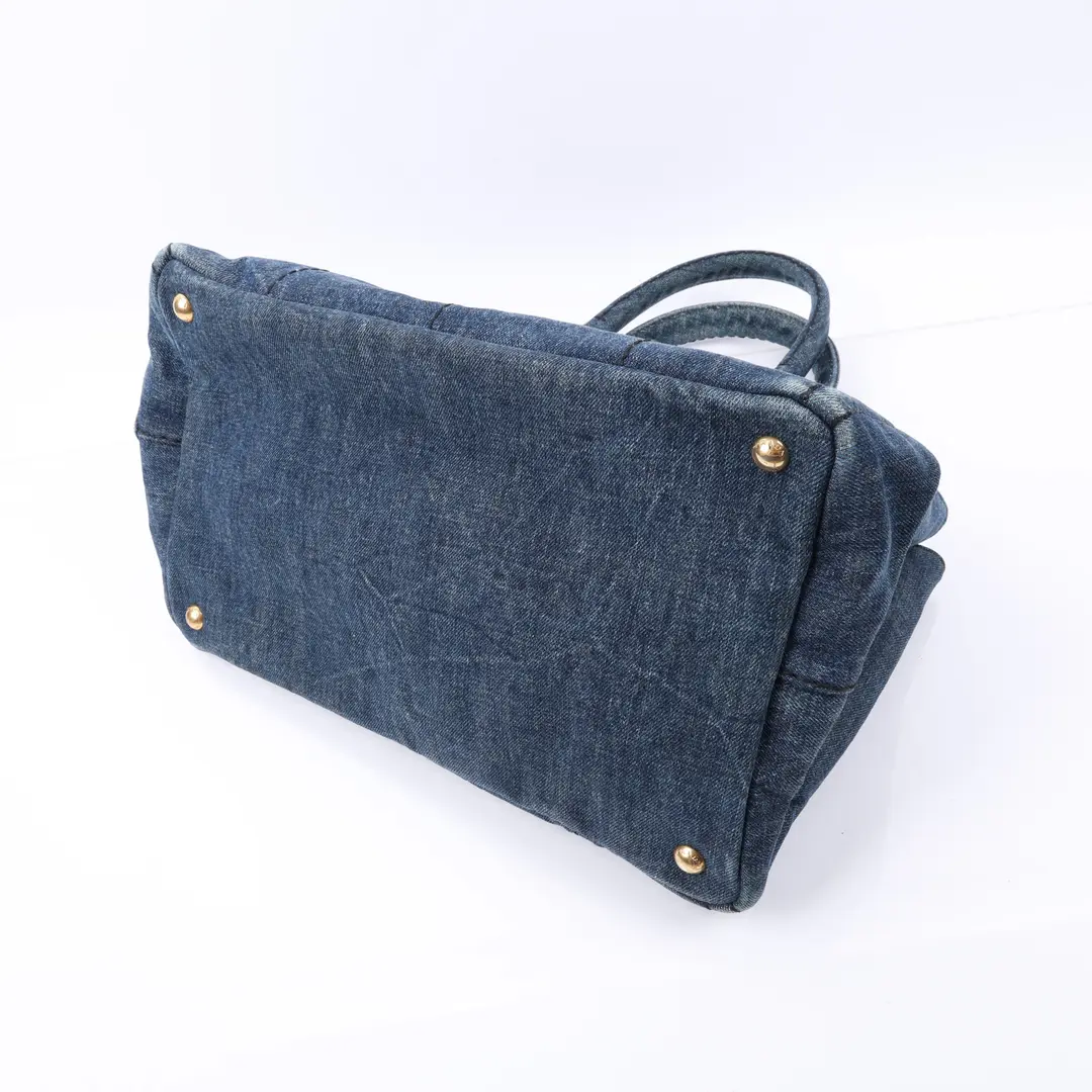 Prada Canapa Blue Denim Tote Bag