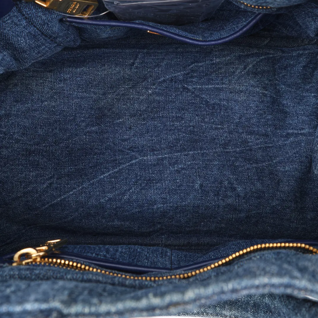 Prada Canapa Blue Denim Tote Bag