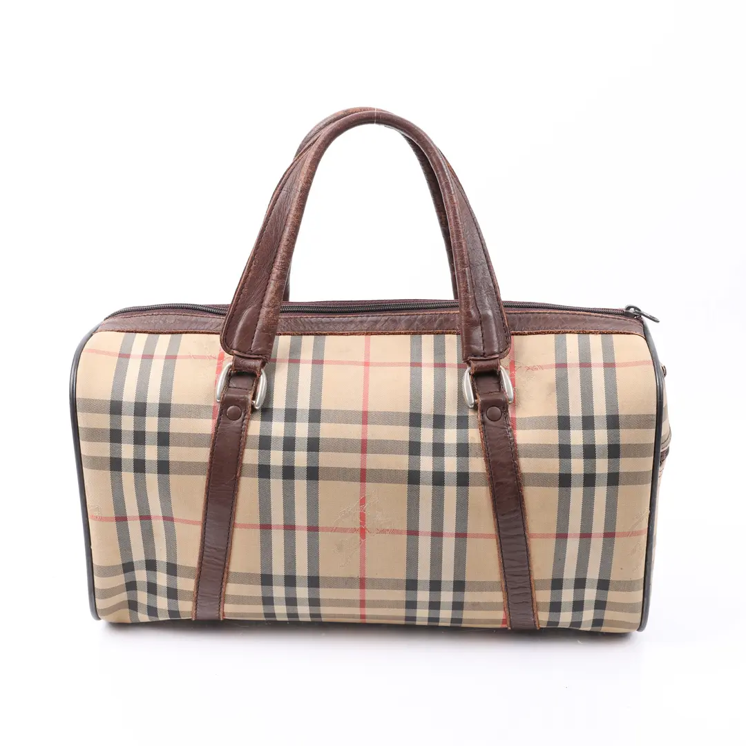 Burberry Vintage Haymarket Check Boston Bag