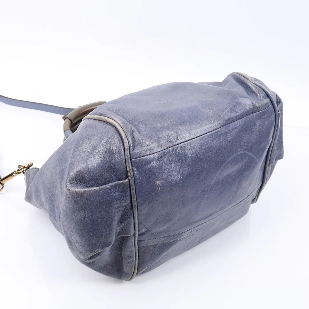 Chloe Ethel Blue Leather Shoulder Bag