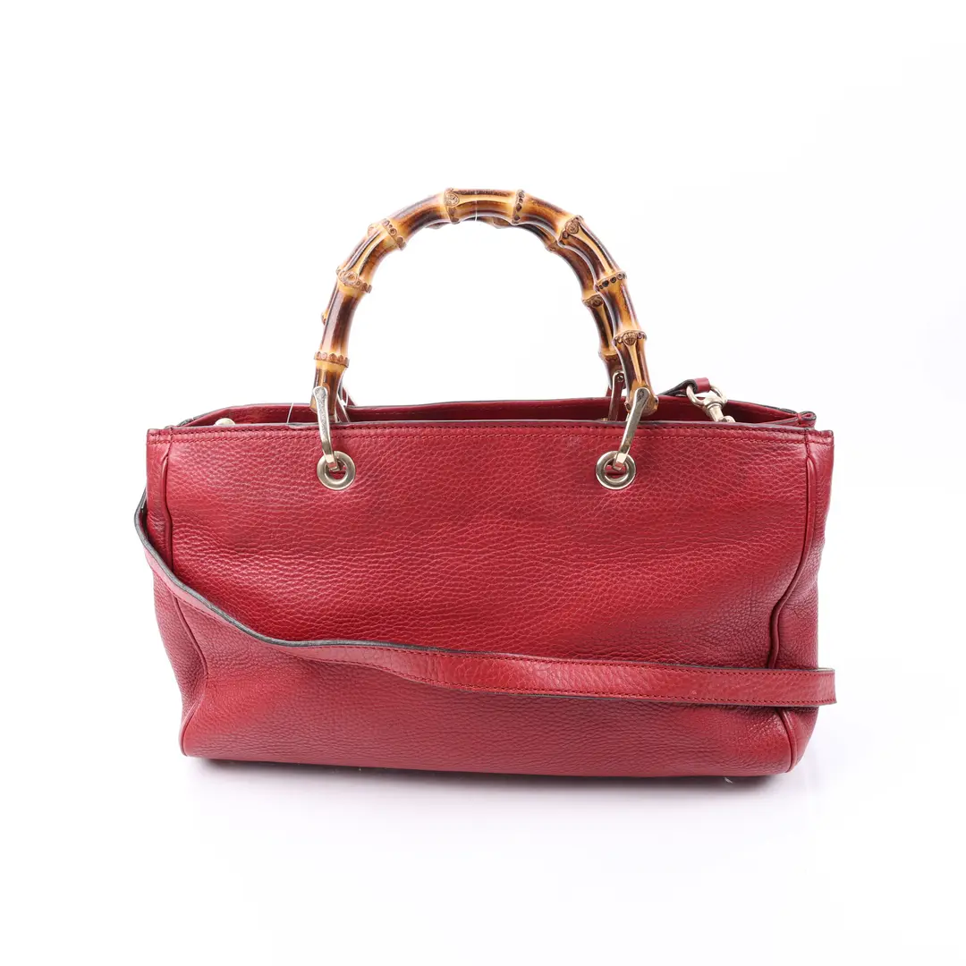 Gucci Bamboo Shopper Red Leather Shoulder Bag