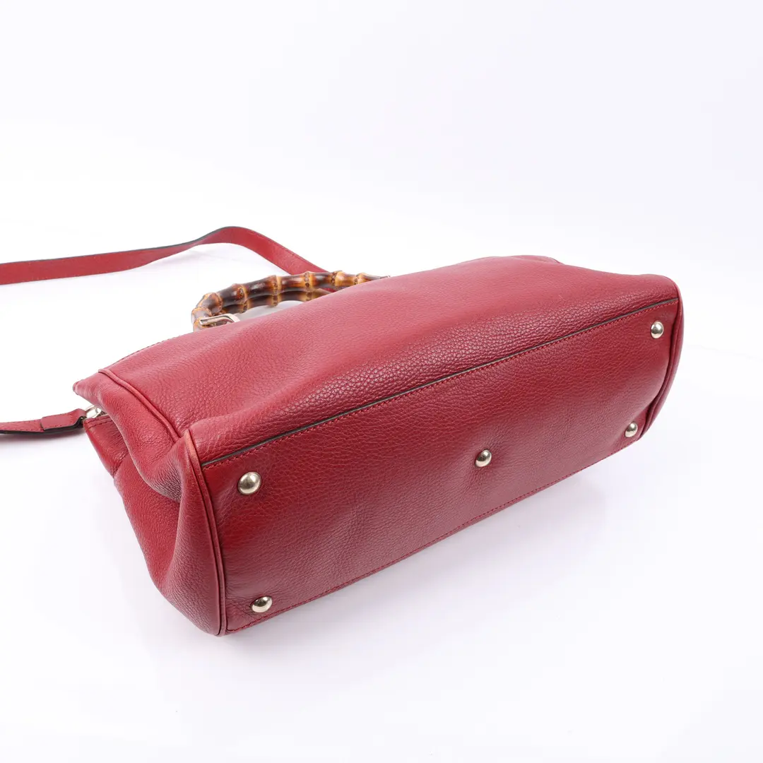 Gucci Bamboo Shopper Red Leather Shoulder Bag