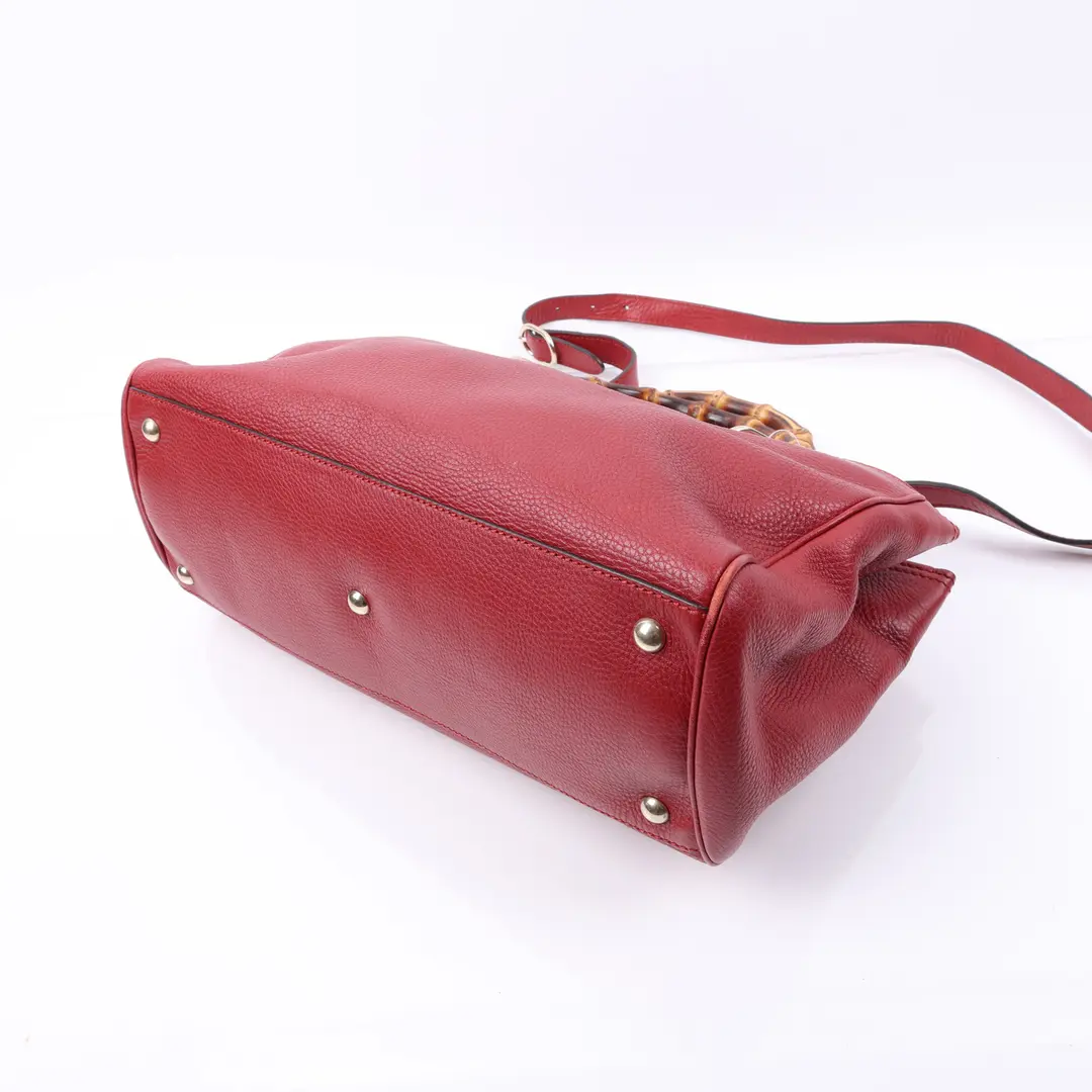 Gucci Bamboo Shopper Red Leather Shoulder Bag
