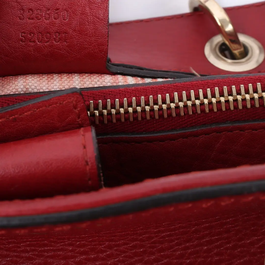 Gucci Bamboo Shopper Red Leather Shoulder Bag