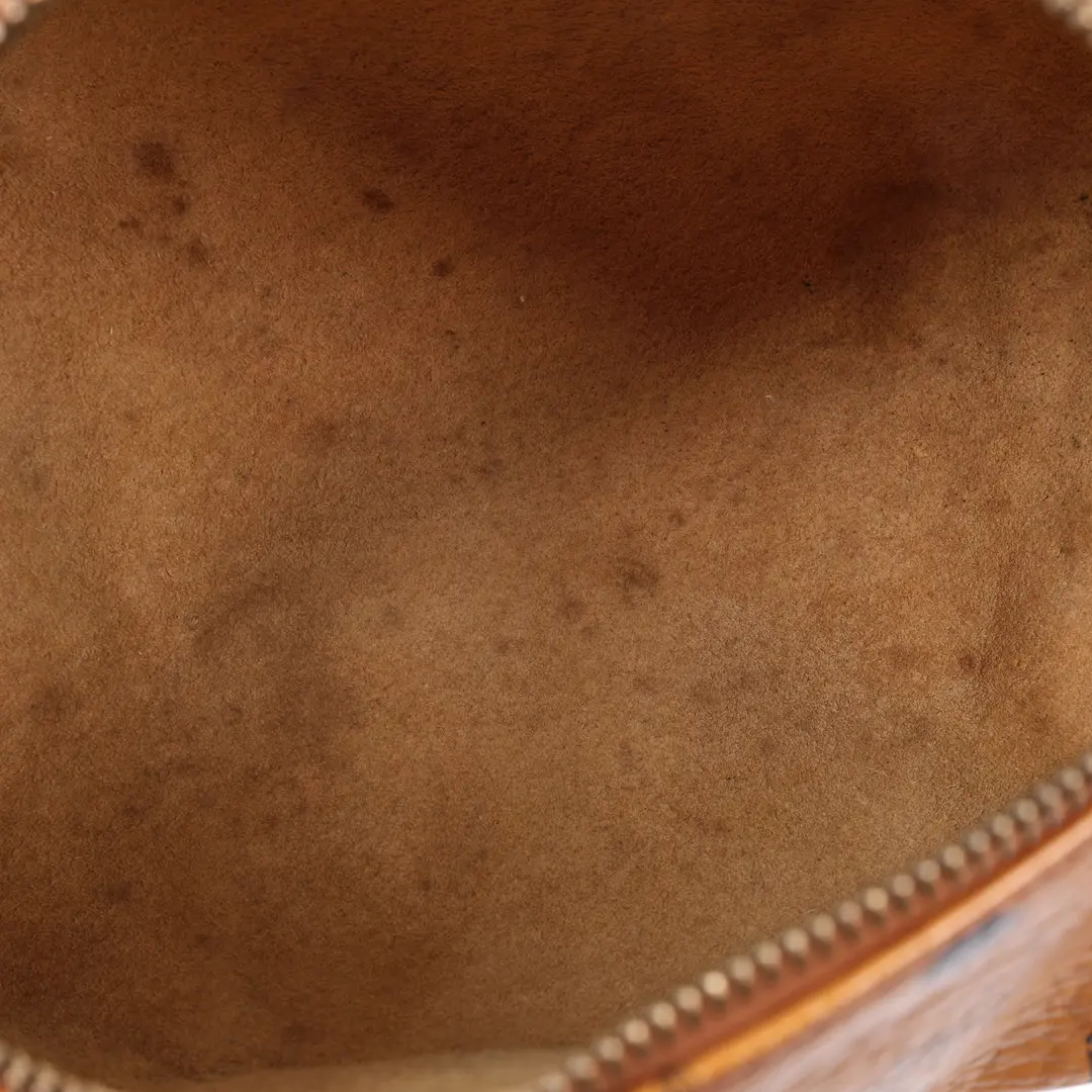 MCM Visetos Barrel Brown Canvas Shoulder Bag