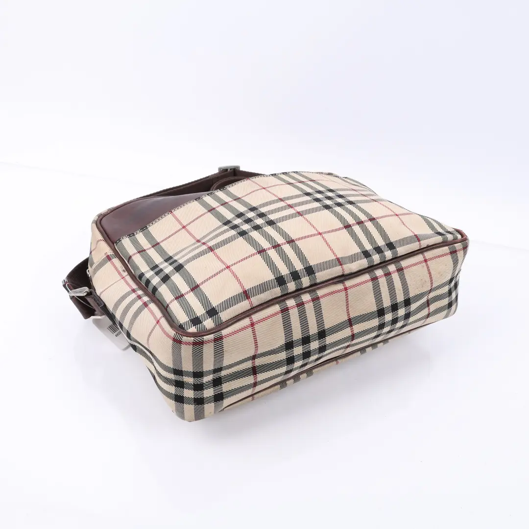Burberry Haymarket Check Beige Canvas Shoulder Bag