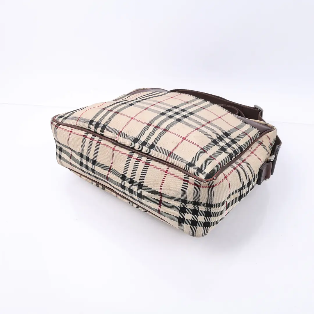 Burberry Haymarket Check Beige Canvas Shoulder Bag