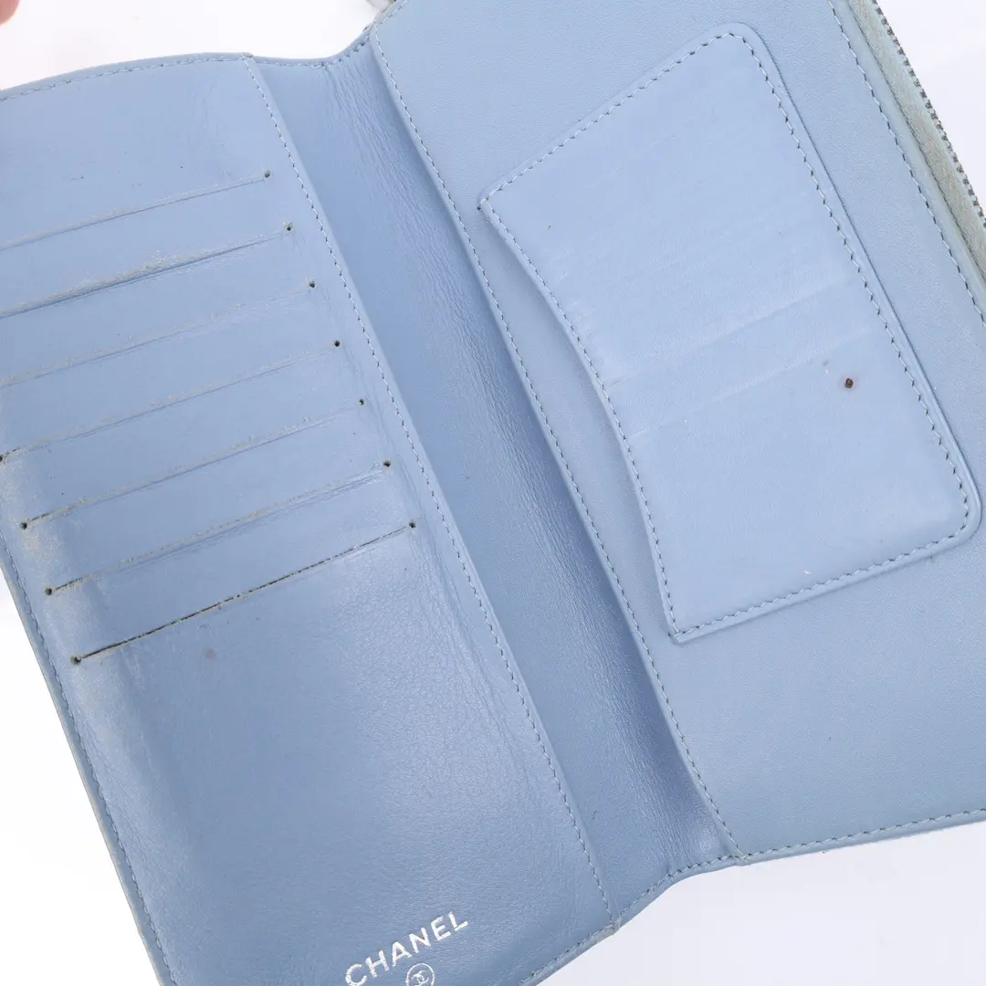 Chanel Cambon Ligne Blue Leather Wallet