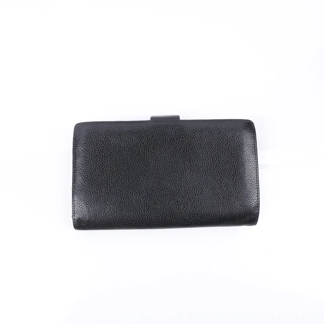 Chanel CC Timeless Black Caviar Leather French Wallet