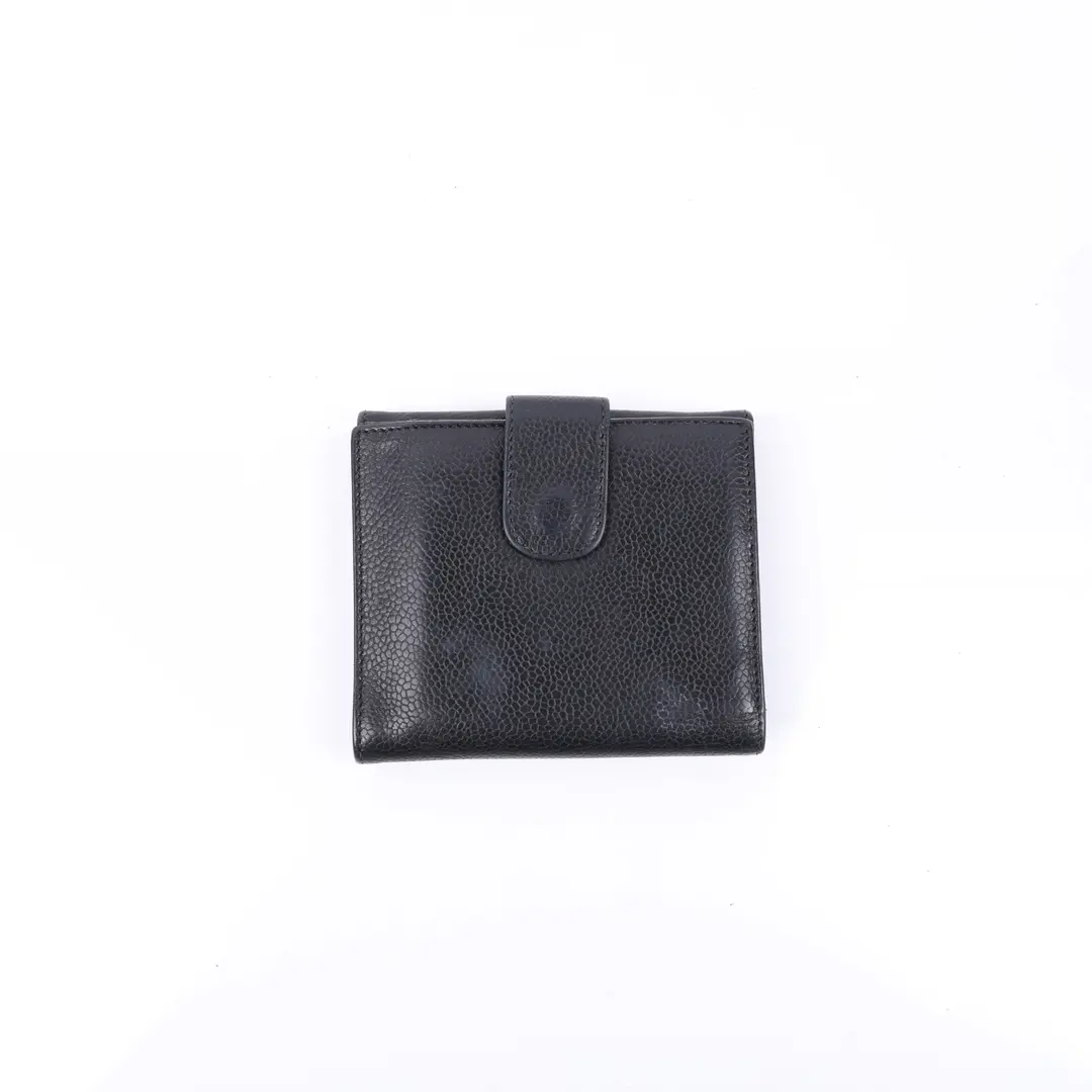 Chanel CC Logo Black Caviar Leather Wallet