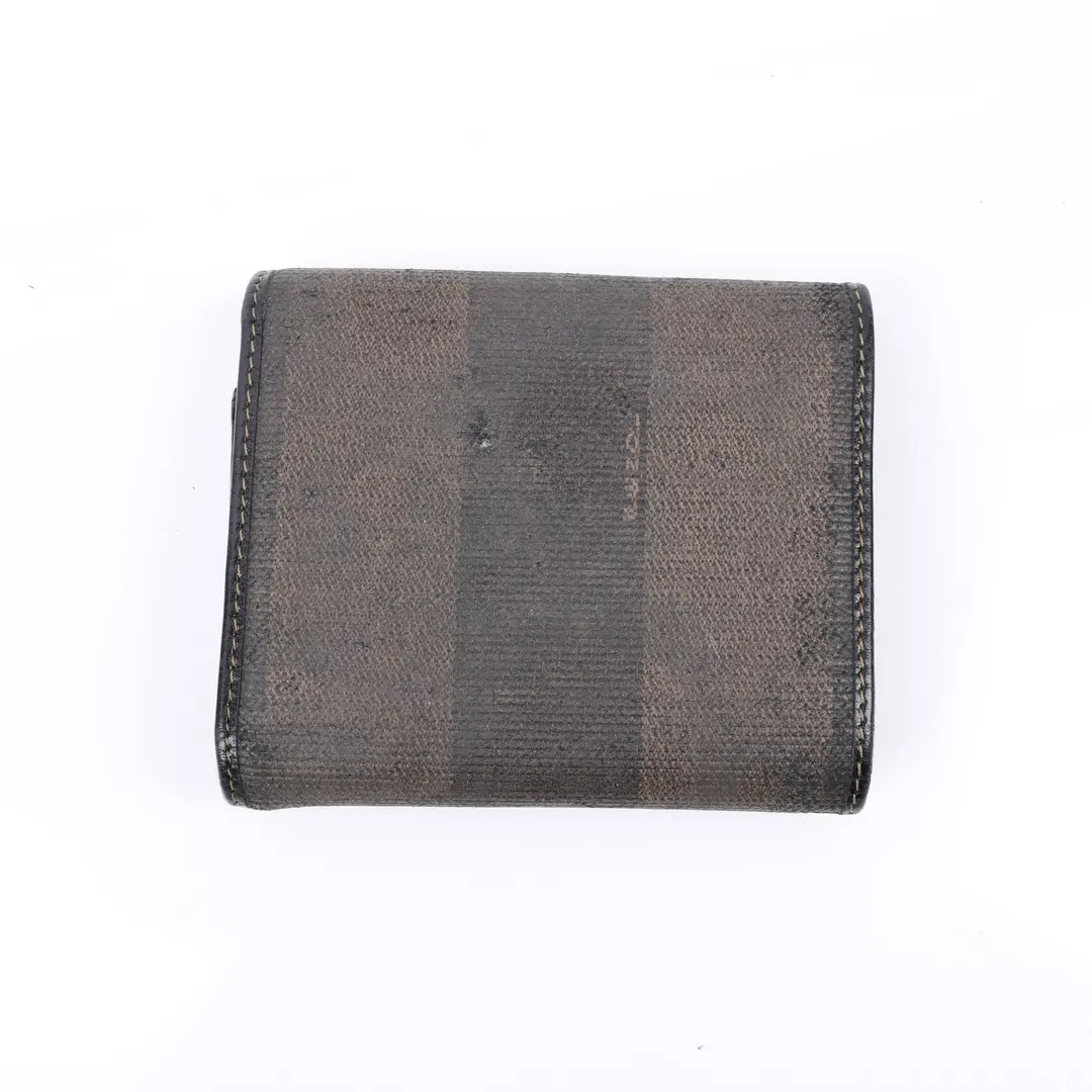 Fendi Pequin Brown Canvas Trifold Wallet