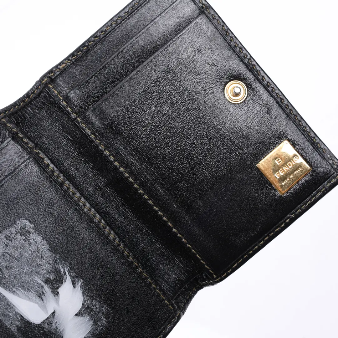 Fendi Pequin Brown Canvas Trifold Wallet