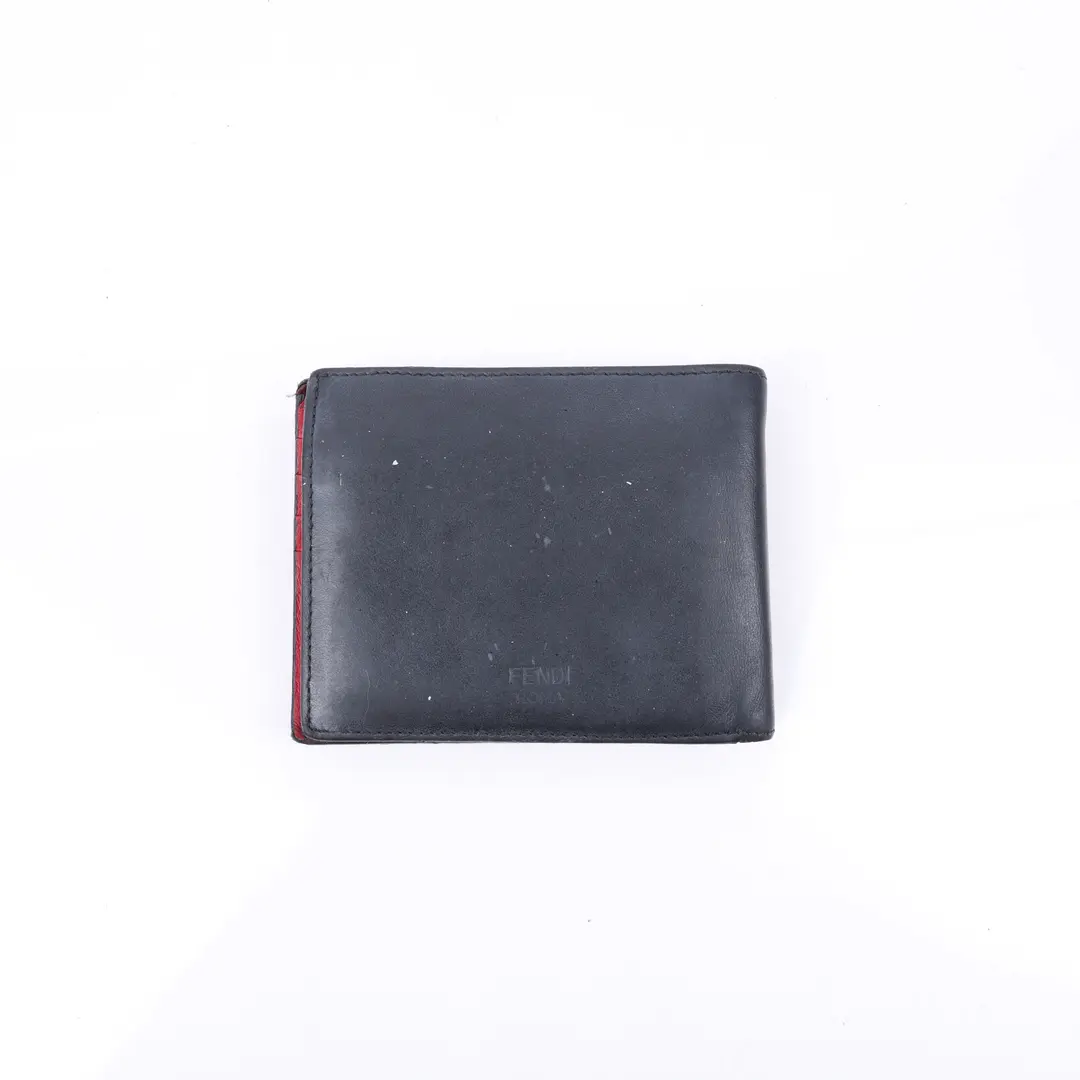 Fendi Monster Eyes Black Leather Bi-fold Wallet