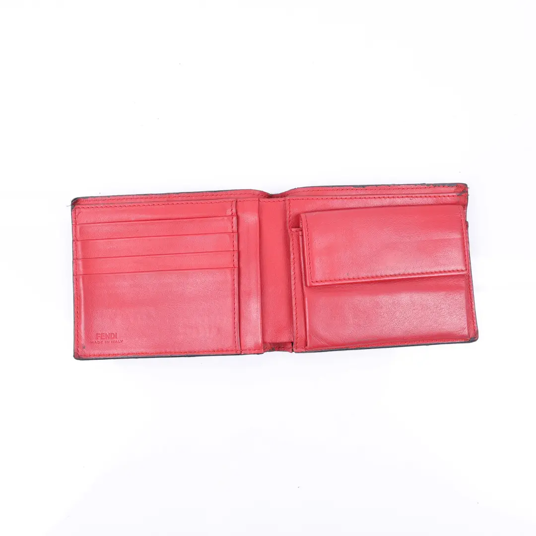 Fendi Monster Eyes Black Leather Bi-fold Wallet