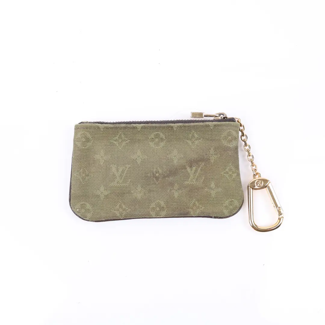Louis Vuitton Pochette Cles Green Monogram Mini Lin Coin Case