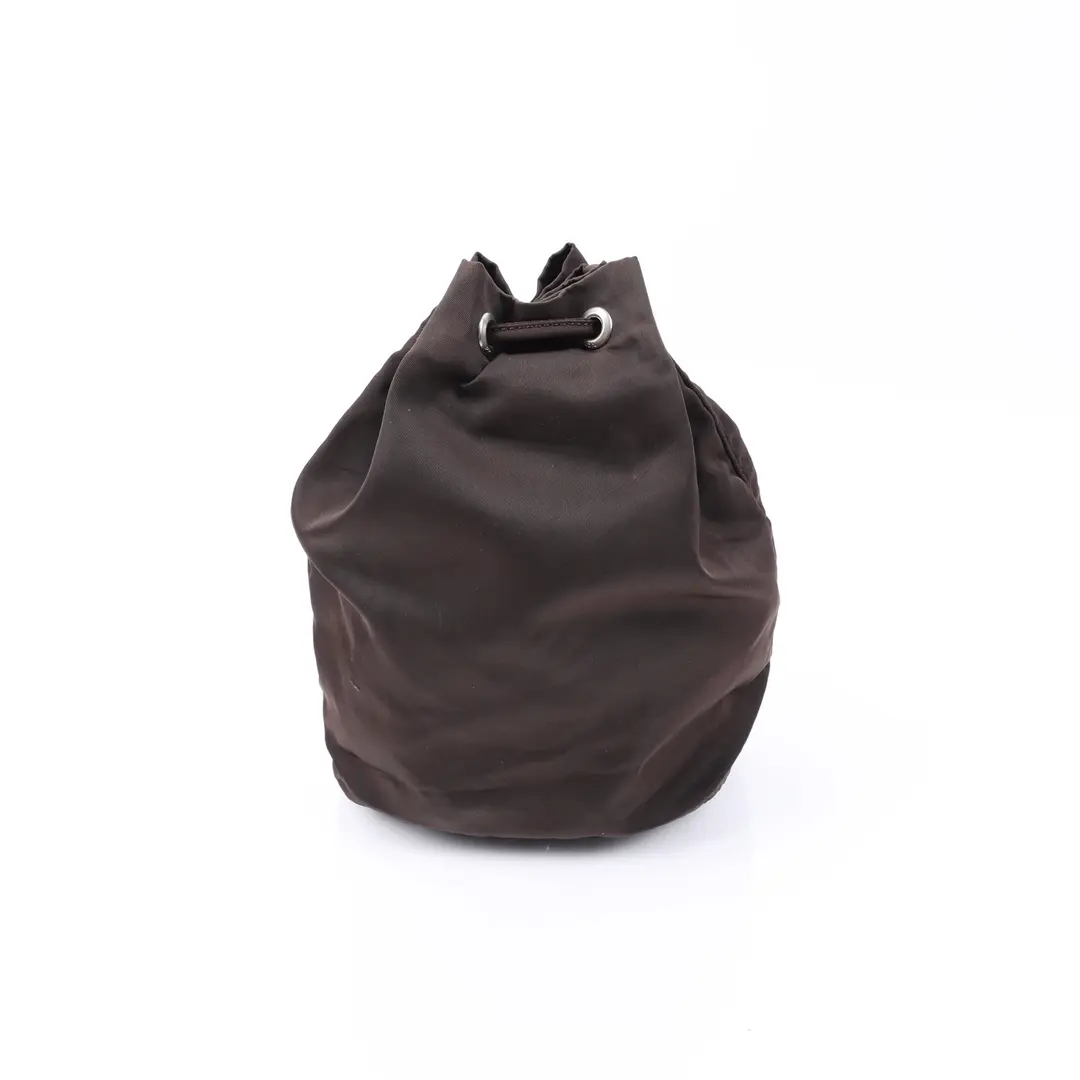 Prada Tessuto Drawstring Brown Nylon Pouch