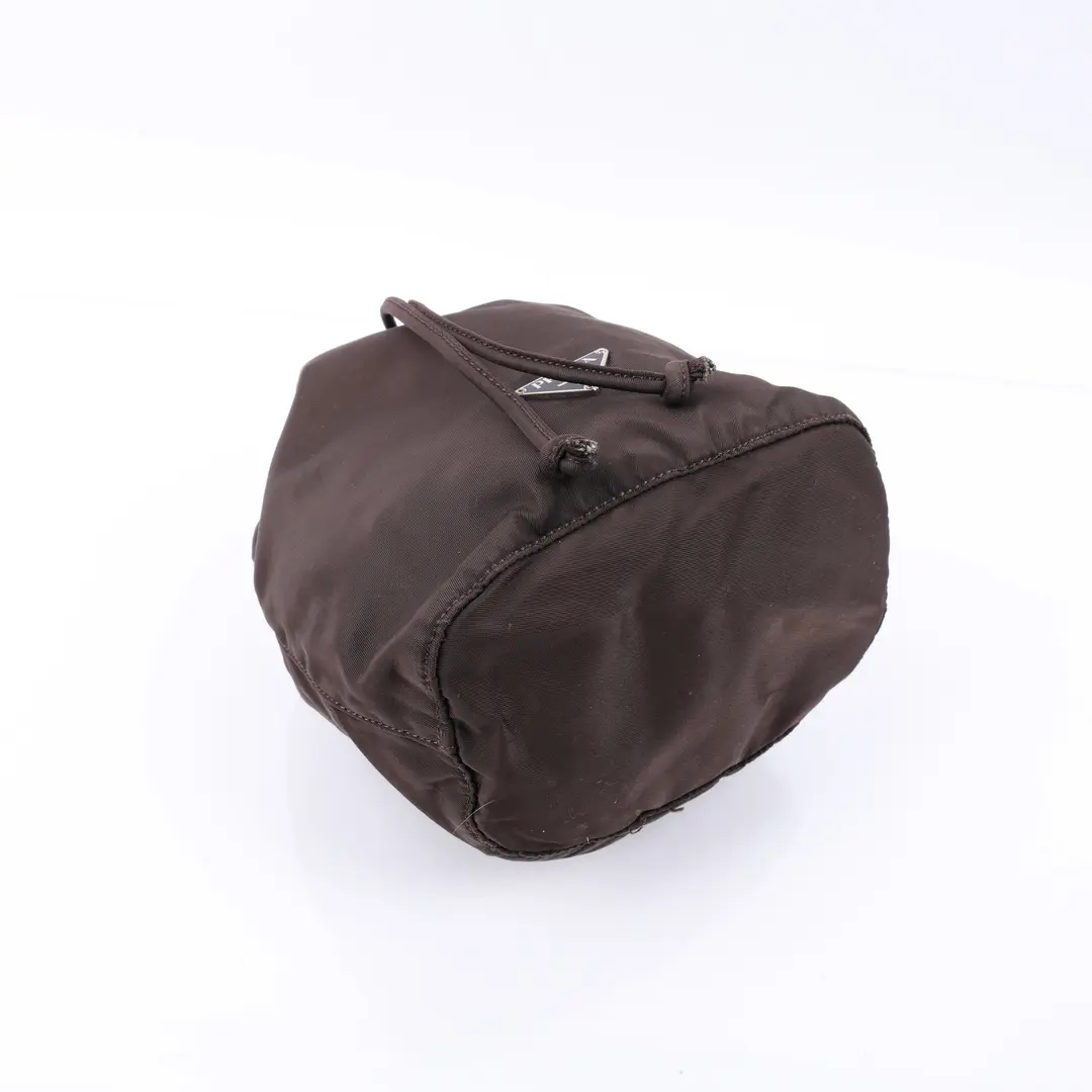 Prada Tessuto Drawstring Brown Nylon Pouch