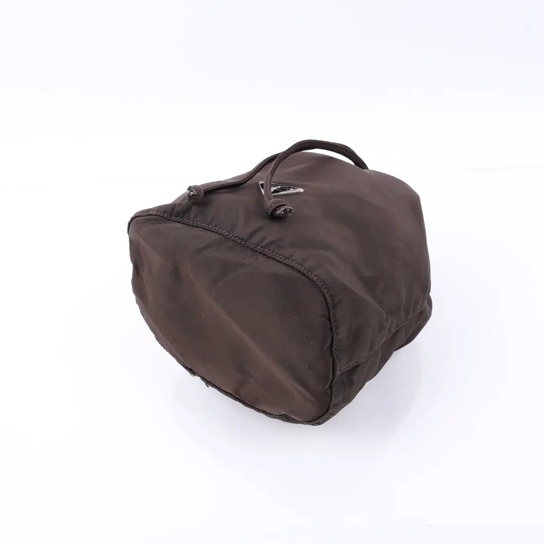 Prada Tessuto Drawstring Brown Nylon Pouch