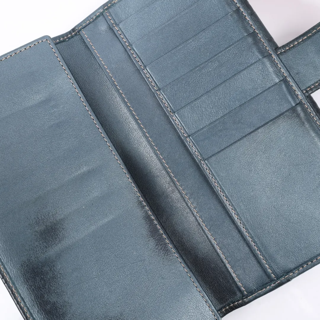 Gucci Guccissima Metal Bar Blue Leather Wallet