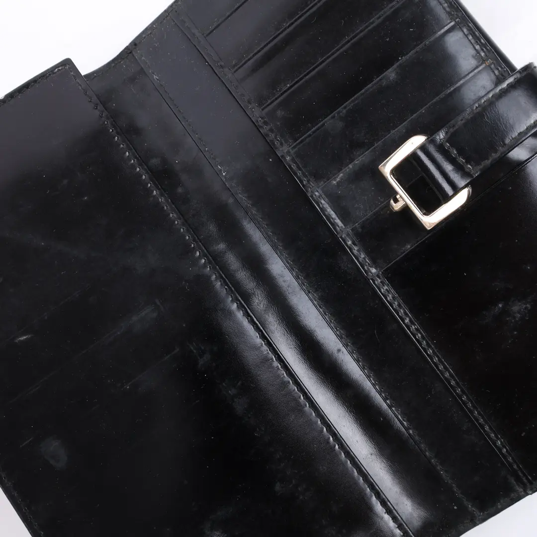 Gucci Vintage Black Leather Buckle Wallet