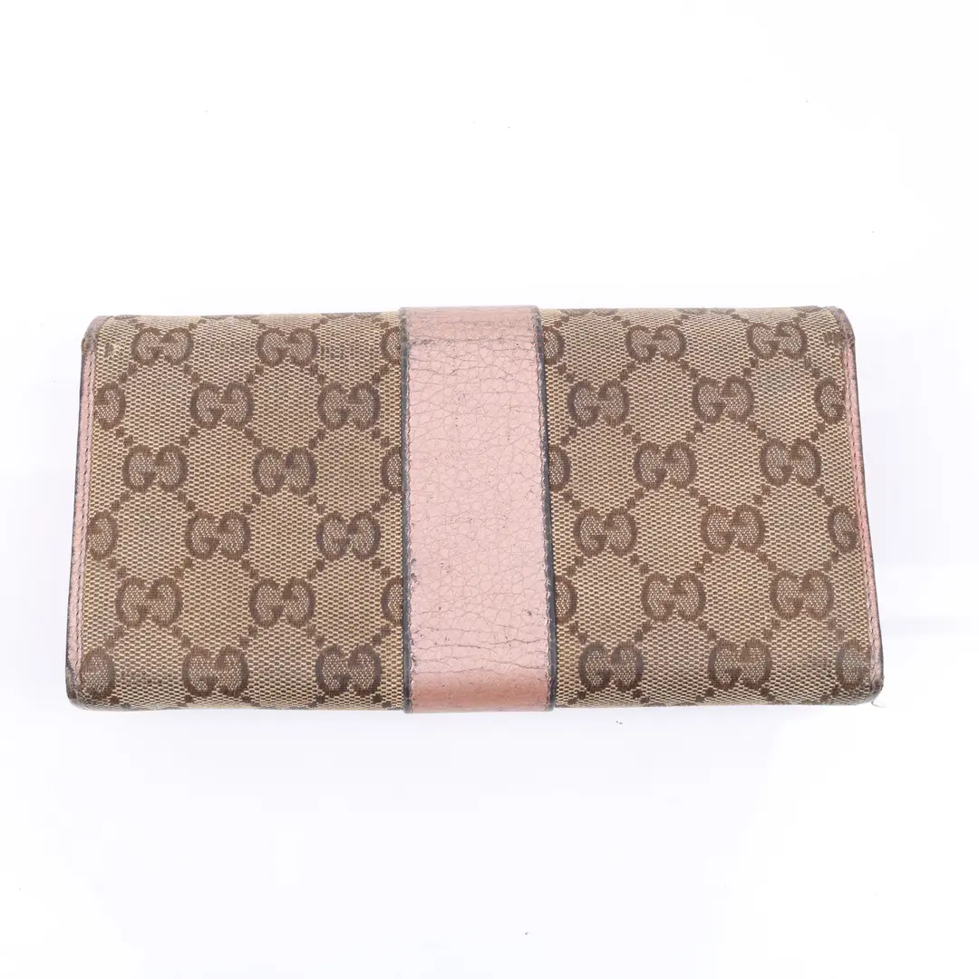 Gucci GG Canvas Pink Leather Continental Wallet