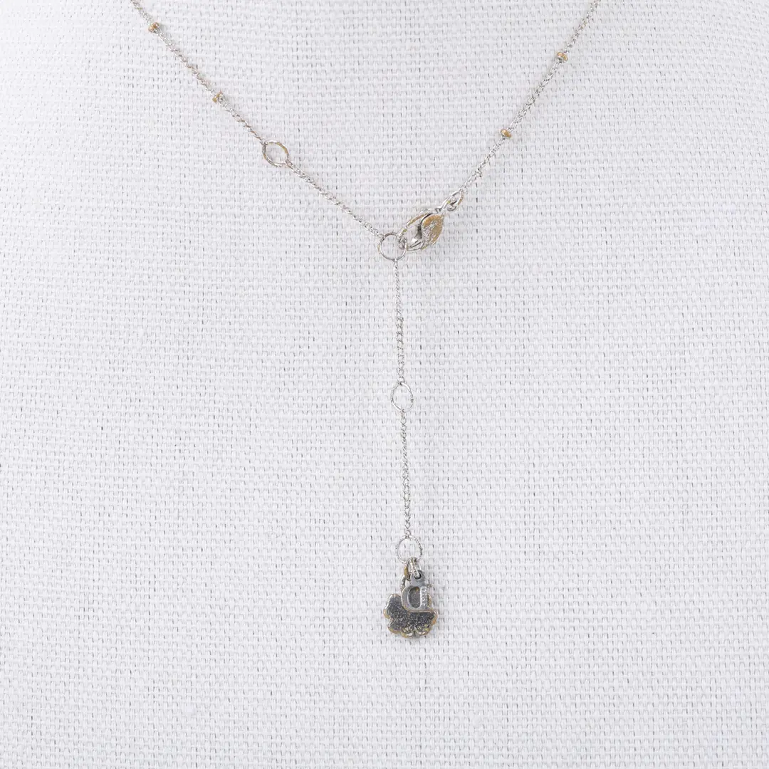Dior Heart Logo Silver Metal Necklace