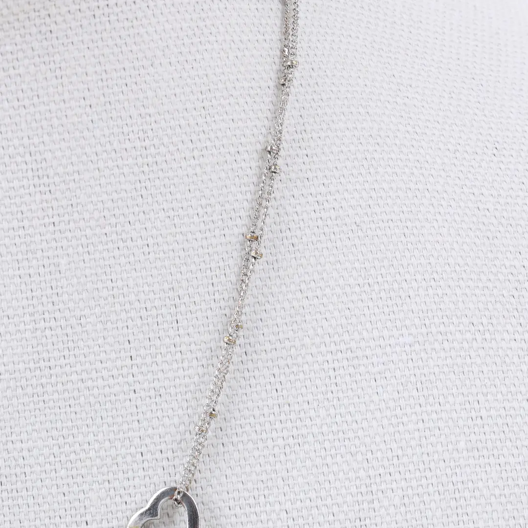 Dior Heart Logo Silver Metal Necklace